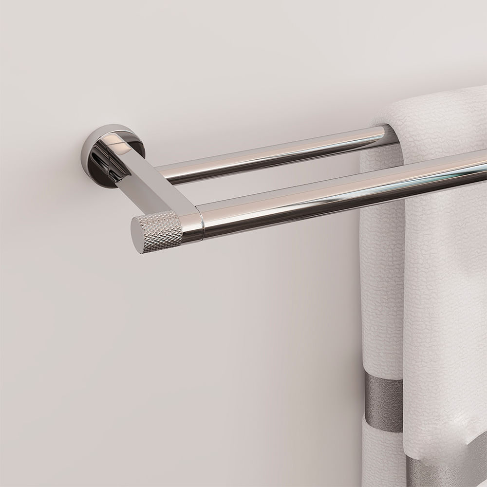 Porta Toalha Duplo Zigrinato Diverse 600 mm Aco Inox 304 Polido Italy Line 82749_0